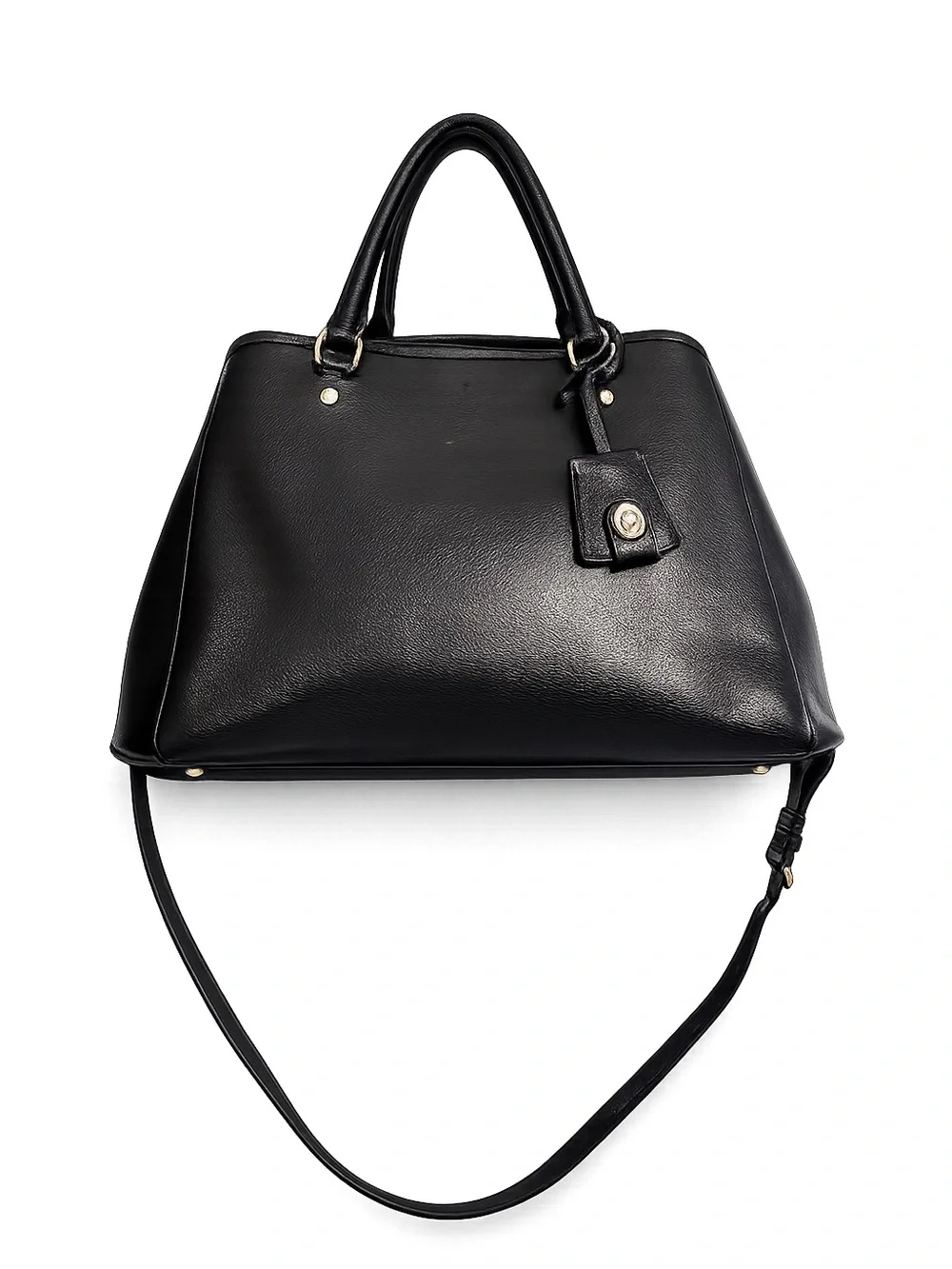 Classic Structured Black Leather Tote Bag